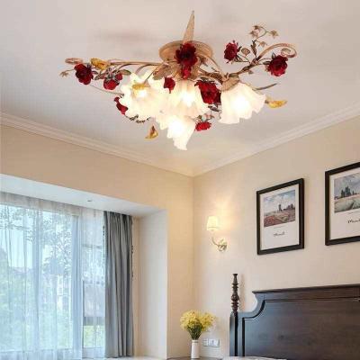 China Rustic Home Decor Flower Design Iron Wall Lamp Light Modern Pink Wall Lamps for sale