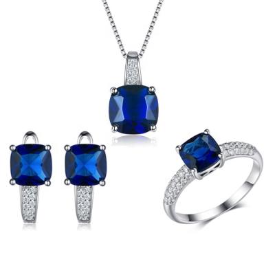 China XZY Custom CZ Stone Trendy Sapphire Blue Zircon Necklace Jewelry Set silver925 for sale