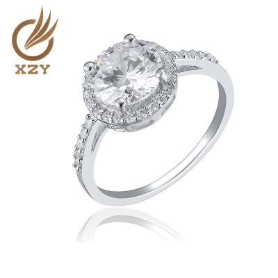 China CLASSIC 925 Silver Classic Diamond Style Ring With CZ / Gems Stone And Rhodium Plated for sale