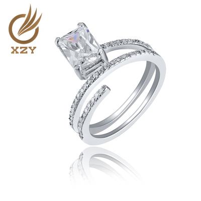 China FASHIONABLE 925 Silver Roll Ring with White CZ and Rhodium Plated for sale