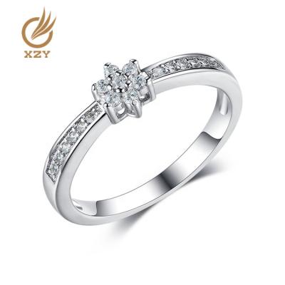 China XZY New Trendy Fashion Design CZ Zircon Custom Flower Form 925 Sterling Silver Wedding Ring for sale