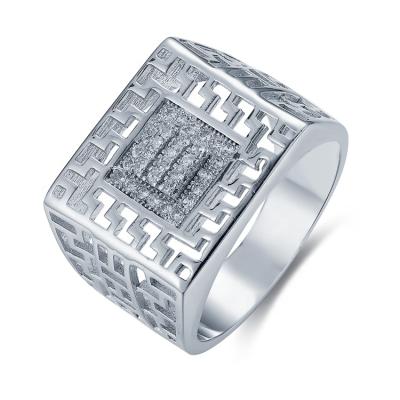 China Trendy Hip Hop Jewelry Zircon Design Fashion Cool Men's Ring 925 Silver for sale