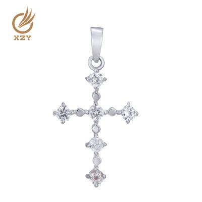 China XZY NEW FASHIONABLE Custom Design With Pure CZ 925 Sterling Silver Cross Jesus Cross Pendant For Gift for sale