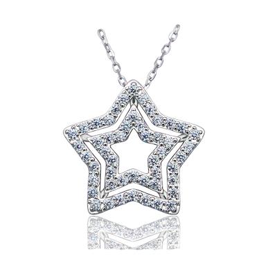 China Fashion 925 Double Debut Romantic Silver Cable Chain Necklace With CZ And Rhodium Plating for sale