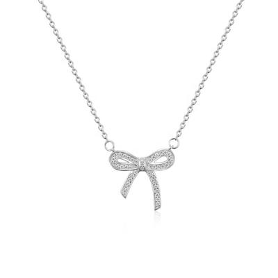 China XZY Romantic Custom Quality Elegant Jewelry 925 Sterling Silver Necklace Bowknot Shape With CZ Stone for sale