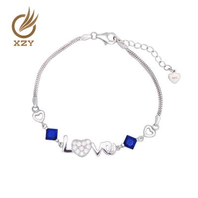 China 925 Romantic Forever Silver Romantic Love Bracelet With Color Stone And Rhodium Plating for sale