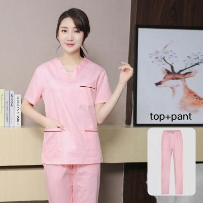 China Hospital Women Short Sleeve Doctor Clothes Lab Operator Hospital Work Wear Clothes Grooming Agency Tops Pants Spas Nursing Uniform for sale