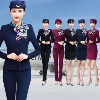 China New Summer Style Airline Hostess Aviation Hostess Hotel Professional Suit Uniform Women's Working Suit Custom for sale