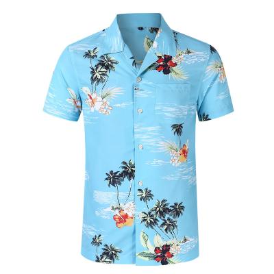 China Anti-pilling Men Short Sleeve Lapel Printed Shirt Tops Floral Leaf Pattern Shirt Casual Summer Vacation Hawaiian Shirt For Men for sale