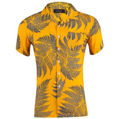 China Anti-pilling Men Short Sleeve Tropical Floral Pattern Shirt Lapel Printed Shirt Leaf Summer Casual Vacation Hawaiian Camisa Top for sale