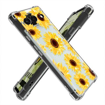 China Factory price shockproof shockproof thin clear clear sunflower phone case for google pixel 6 flower partysu phone cover for sale