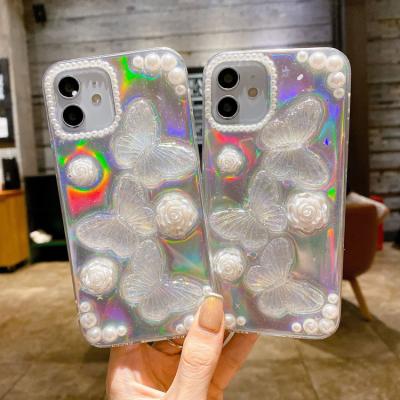 China Clear Phone Shockproof Case Glue Drop Butterfly Chameleon Cover For iphone 13 pro phone 12pro shockproof case for sale