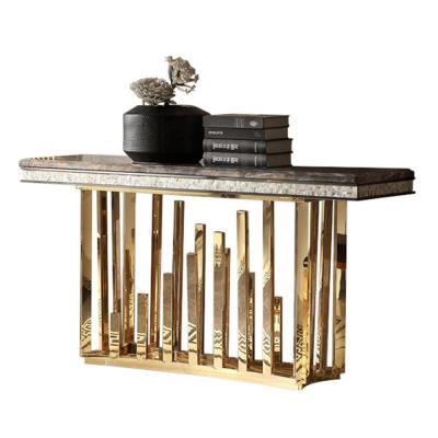 China Stainless Steel Metal Furniture Modern Light Luxury Marble Living Room Table for sale