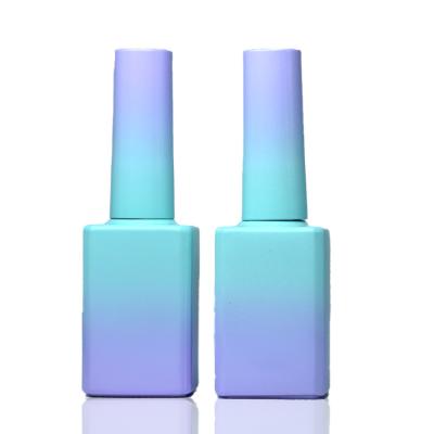 China 15ML Cosmetic Customized Empty Nail Polish Bottle Blue Purple Gradient Nail Polish Capsule and Brush for sale