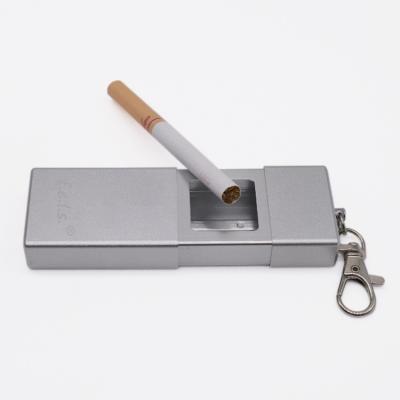 China Custom Slim Stylish Portable Pocket Small Cigar Metal Logo Smokeless Ashtray for sale