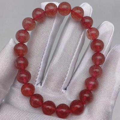 China Wholesale High Quality Natural Strawberry Crystal Quartz Strawberry Beads Crystal Bracelets Bangles For Women Jewelry for sale