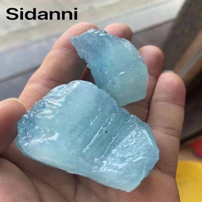 China China Wholesale Natural Raw Crystal Rough Gemstone Irregular Shape Stone Blue Green Raw Aquamarine For Engraving for sale