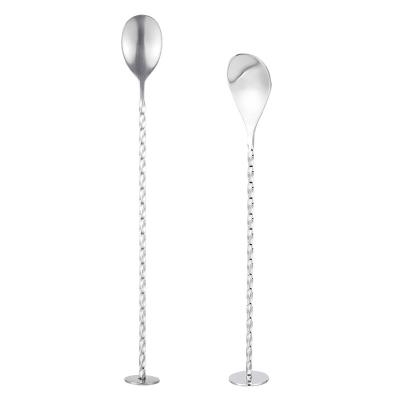 China Viable Factory Direct High Quality Silver Metal Stainless Steel Bar Spoon Twisted Mixing Stirrer for sale