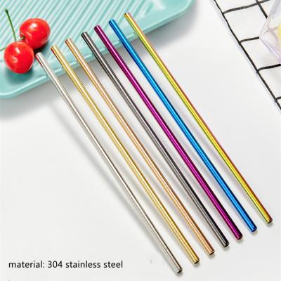 China Metal 6x240mm Silver Viable Straw Set Reusable 304 Stainless Steel Straws for sale