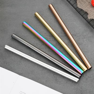 China Sustainable Hotel Restaurant Gold Plated Silver Reusable Metal Straw 12x215mm Stainless Steel Straw for sale