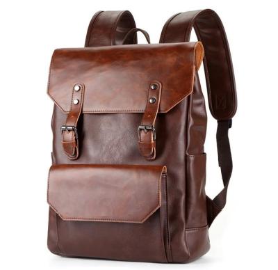 China Anti-theft Travel Fashion Vegan Casual Bags University Brown 17inch PU Shoulder Men's Faux Leather Backpack For Men 2019 for sale