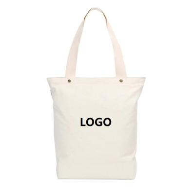 China White 12oz Reusable Grocery Foldable Zippered 100% Cotton Canvas Reusable Shopping Tote Bag With Zipper for sale