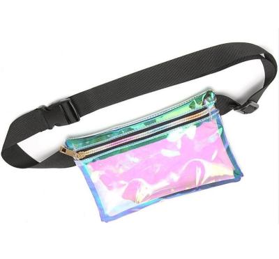 China Water Proof Laser Makeup Bag Outdoor Clear Flat Phone Women Sport Transparent PVC Holographic Pussy Package for sale