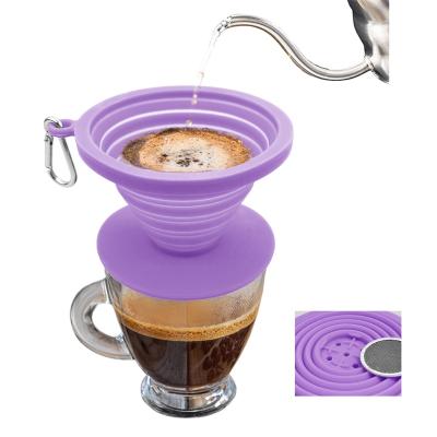 China Wholesale Viable Slick Drip Reusable Filter Cone Stand Cold Brew Collapsible Drip Pour Over Coffee Maker Silicone Coffee Dripper for sale