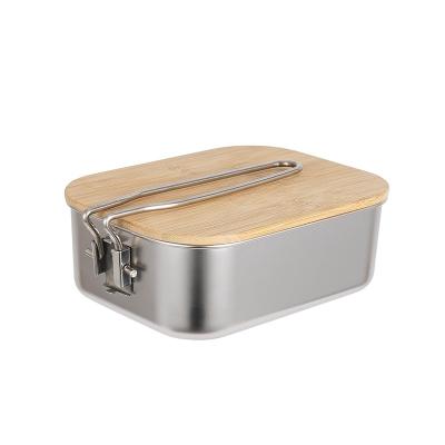 China High quality biodegradable freshness preservation fineness SUS304 stainless steel food bowl with bamboo lid for sale