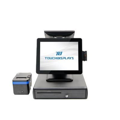 China Restaurant TouchDisplays Optional 15 Inch Dual Screen Skimmer Terminal POS Machine System for sale