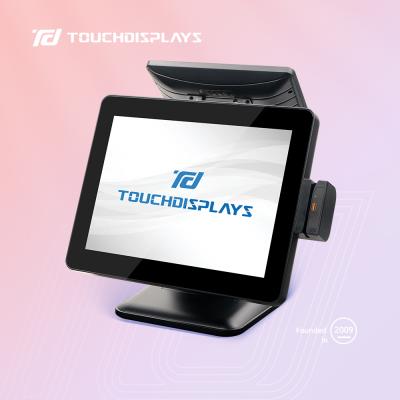 China Restaurant TouchDisplays 15 Inch Dual Screen Bank POS Machine Terminal Optional Sets for sale