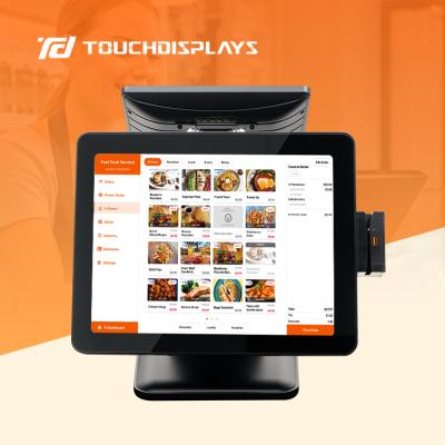 China Restaurant TouchDisplays 15 inch andoid dual screen fingerprint terminal pos system machine for sale