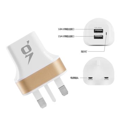 China Dual USB2 Ports USB Adapter Mains 3 Pin Plug USB Wall Adapter UK Residential/Multi-Purpose Wall Charger Travel Charging Socket for sale