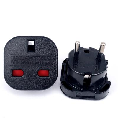 China Security Residential / Multi-Purpose UK to European Eu schuko plug travel adapter 3 pin shutter to 2 pin adapter for sale