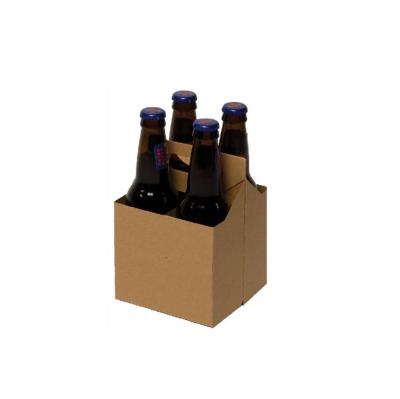 China Stylish Design Recyclable 4 Pack Bottle Beer Carrier Box Kraft Paper 6 Bottle Beer Wine Packaging Carrier Box For Gift for sale