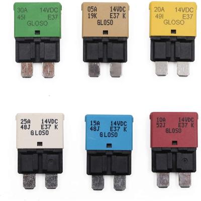 China Auto Reset Mini Circuit Breaker (5A-30A) Low Profile T1 Automotive ATC / ATO Blade Fuses Assortment Kit DC 12V-32V For Marine Boat RV Yacht for sale