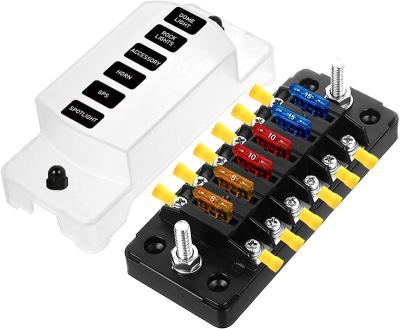 China Mini 6-Way Automotive Marine Blade Fuse Block With Bus ATC/ATO Waterproof Automotive Fuse Box Negative Standard Circuit Support Board for sale