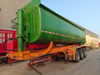 China 3 Axle 35/40/45 Cbm 40 50 60 80 Ton Hydraulic End Tipper Truck Rear Dump Semi Trailer for sale