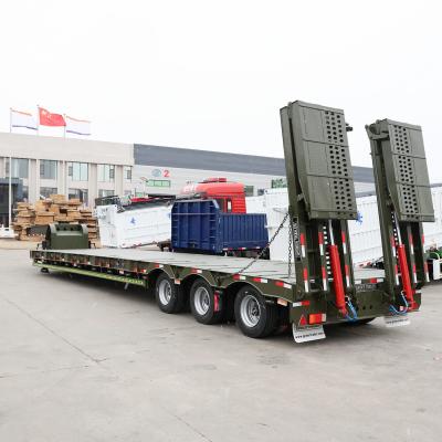 China Self-dumping 4 Axle Lowboy Can Extandable Lowbed Semi Trailer One Year After-sales Service for sale