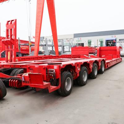 China Low Loader Hydraulic Heavy Duty Excavator Transport Step Drop Deck Lowbed/Lowboy Semi Trailer for sale