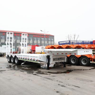 China Detachable Goosenecktrailer 4 Axle Low Bed Loader 50 60 Ton Lowboy Semi Truck Trailer for sale