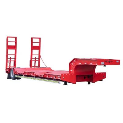 China Heavy Duty 3 Axle 60t Goose Neck Removable Lowbed Truck Trailer Detachable Lowboy Trailers for sale