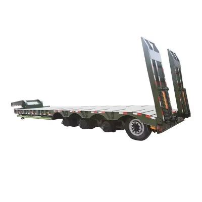 China 4 Axle Heavy Duty Low Bed Truck Trailer Semi Lowbed Trailer with Wabco Braking Valve for sale