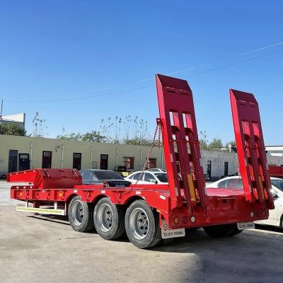 China 20FT/40FT Container Steel Lowbed Semi Trailer Low Bed Low Boy Semi Truck Trailer Design for sale