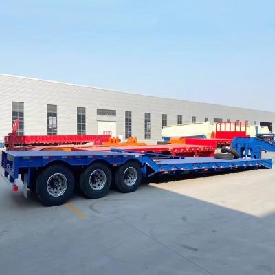 China 6 Axle 60 100 Tons Lowbed Lowboy Low Boy Loader Low Bed Trailer with Steel and BPW/Fuwa for sale