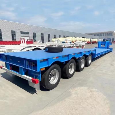 China 60ton 4 Axles Hydraulic Ramp Low Bed Low Loader Lowboy Loader Lowbed Low Bed Truck for sale