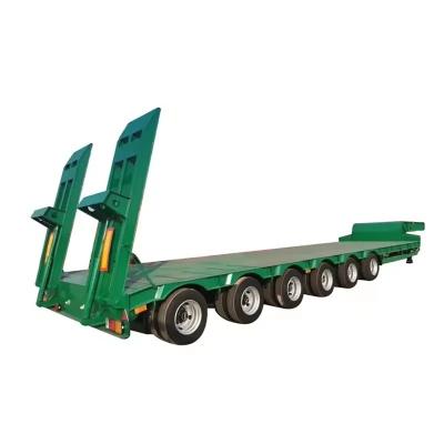 China 2240mm Tread 40 Feet 2 3 4 5 Axles Low Bed Semi Truck Trailers Lowbed Lowboy Trailers for sale