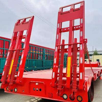 China Steel 3 Axles Container Flatbed Trailer with 12 Twist Locks 40FT Flatbed Semi Trailer for sale