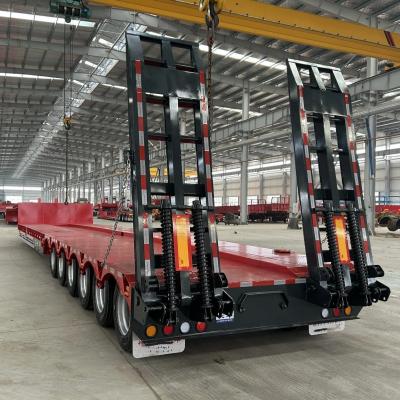 China 80t Semi-Trailer 3 Axle Detachable Gooseneck Lowboy Trailer Low Bed Truck Trailer for sale