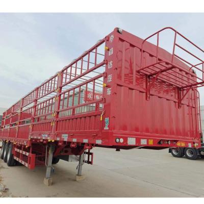 China Flatbed Aluminum Trailer Cargo Side Wall Trailer Fence Semi Trailers for Animal Transport for sale